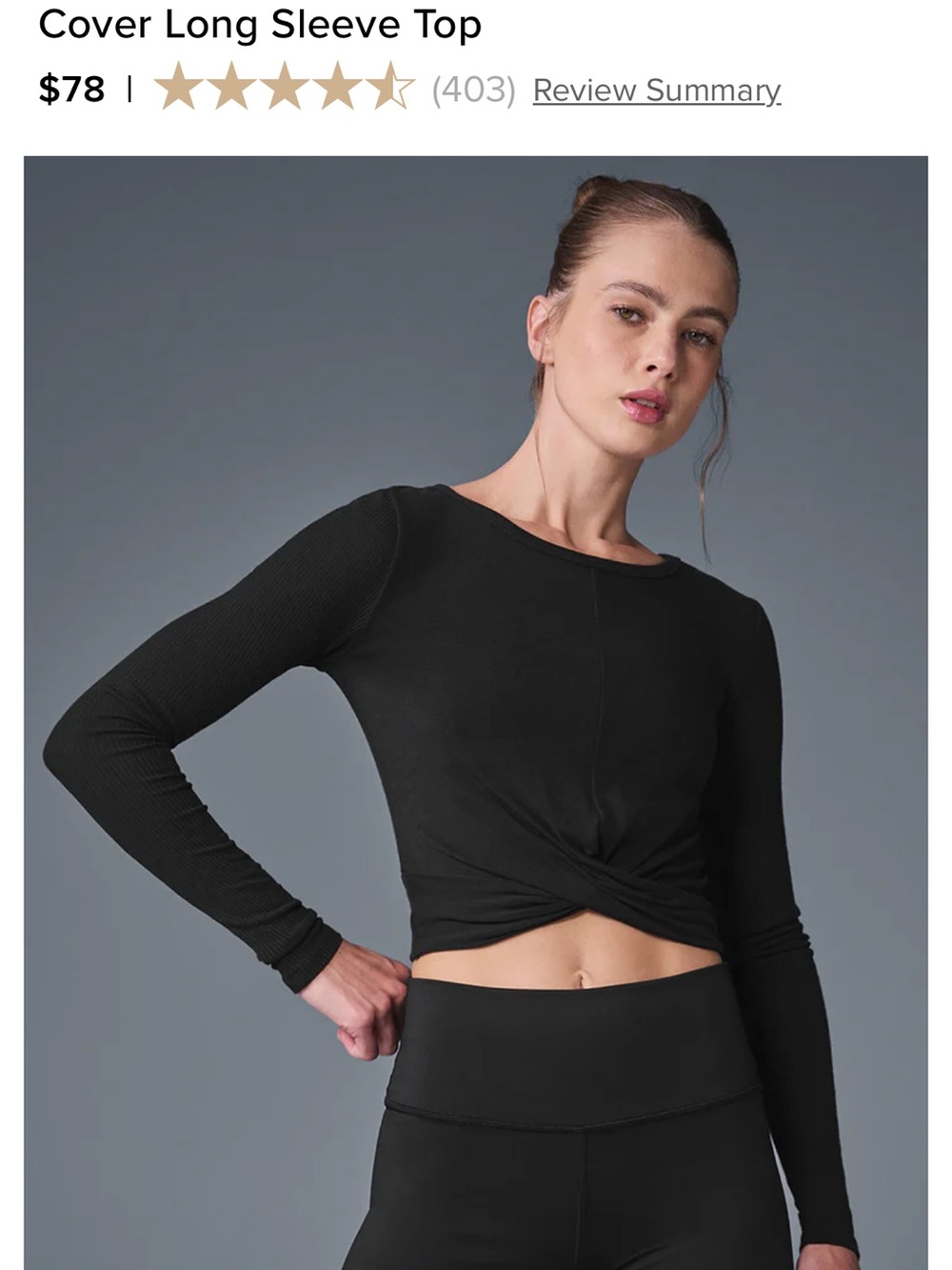 All cover Long Sleeve Twist Front Crop Top - Black
